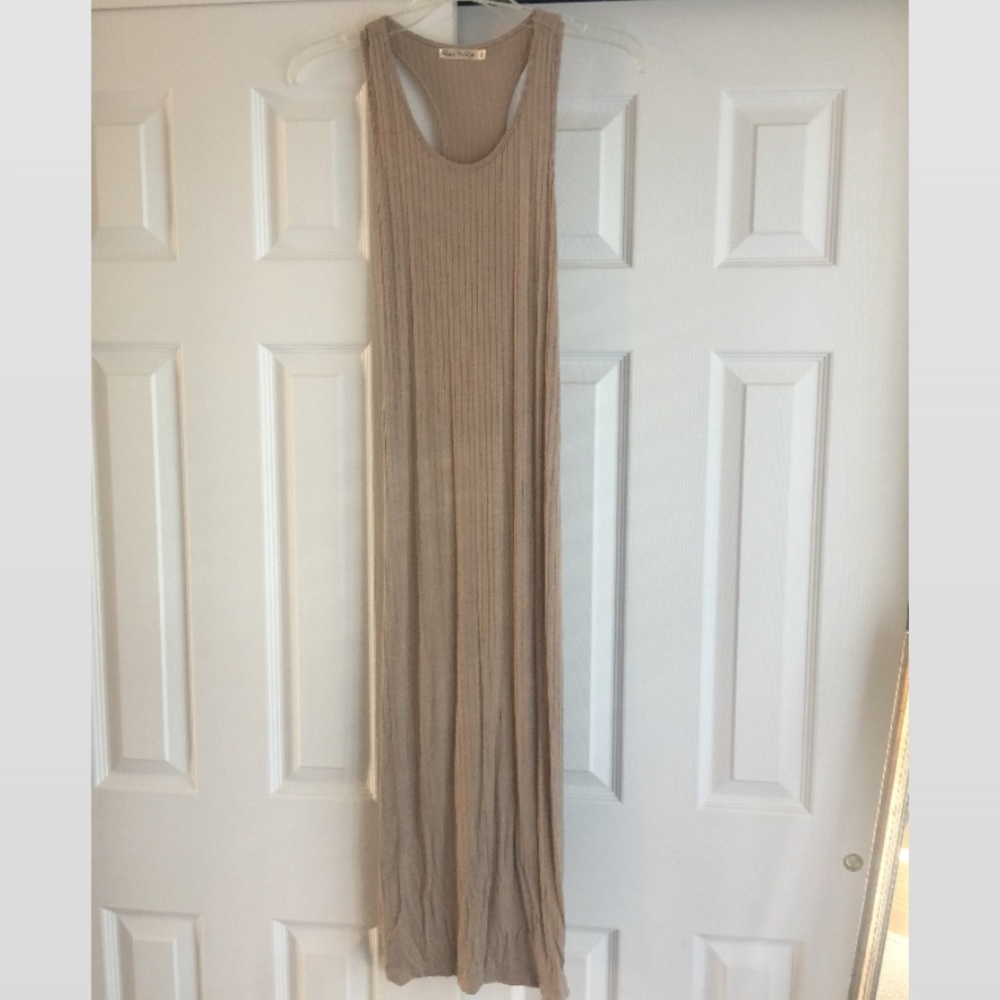 SOLD Taupe Ribbed Racerback Dress